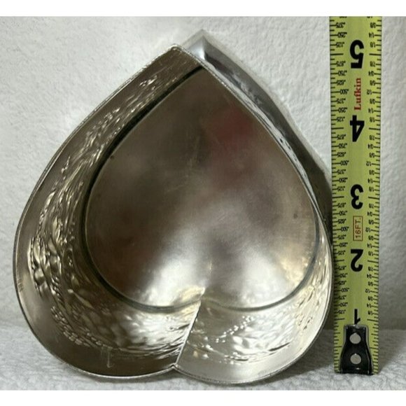 Heart Shaped Repousse Tea Caddy/trinket Box With Finial Epns Made In India Vtg - Picture 11 of 12